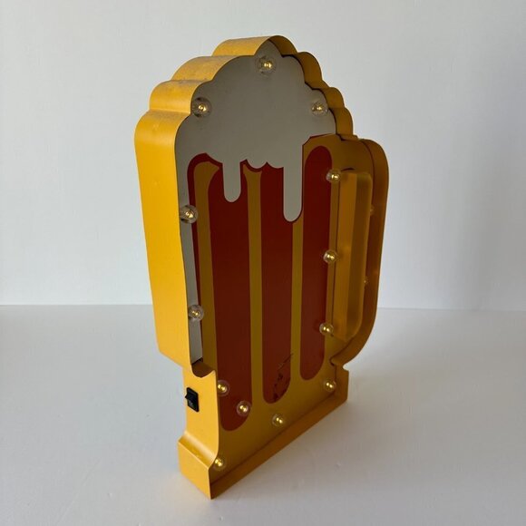 Vintage Tin Metal Yellow & Orange Light Up Beer Mug Wall Decor - Picture 5 of 6